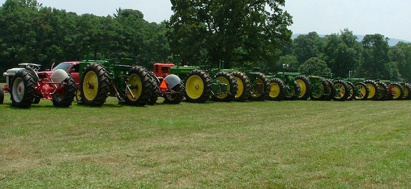 Tractors in a line at Antique Farm Days